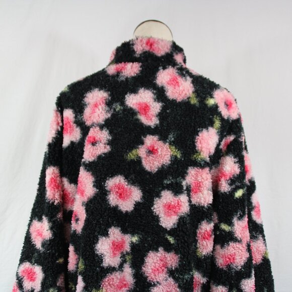 Sandy Liang X Target Black Floral Print 1/4 Zip Faux Sherpa Jacket Size Medium - Picture 7 of 8